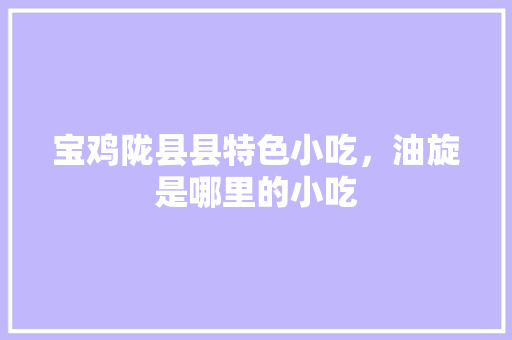 宝鸡陇县县特色小吃，油旋是哪里的小吃 宝鸡陇县县特色小吃，油旋是哪里的小吃 家居窍门