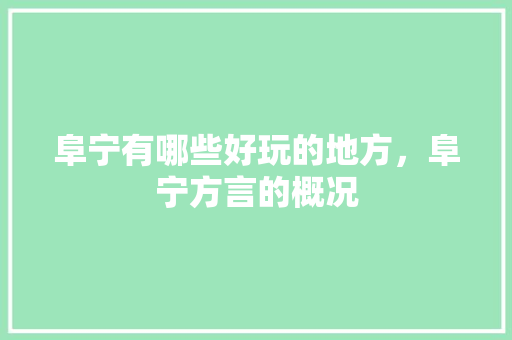 阜宁有哪些好玩的地方，阜宁方言的概况
