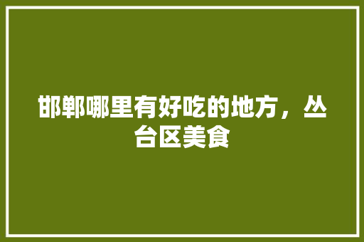邯郸哪里有好吃的地方，丛台区美食 邯郸哪里有好吃的地方，丛台区美食 家居窍门