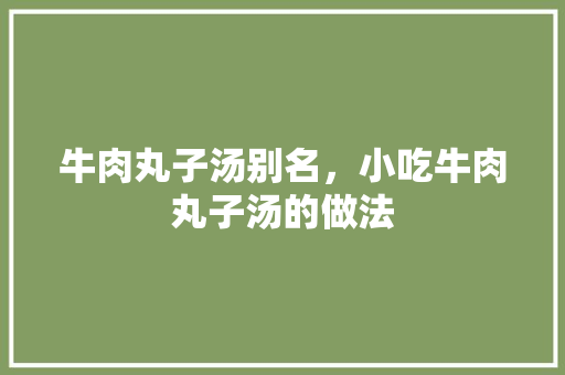 牛肉丸子汤别名，小吃牛肉丸子汤的做法 牛肉丸子汤别名，小吃牛肉丸子汤的做法 生活指南