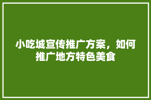 小吃城宣传推广方案，如何推广地方特色美食