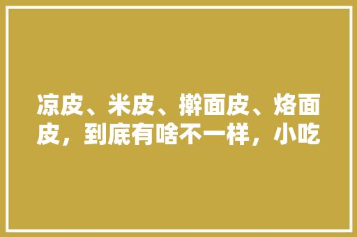 凉皮、米皮、擀面皮、烙面皮，到底有啥不一样，小吃面皮做法 凉皮、米皮、擀面皮、烙面皮，到底有啥不一样，小吃面皮做法 健康建议