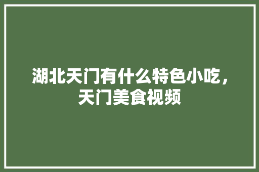 湖北天门有什么特色小吃，天门美食视频
