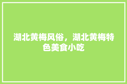 湖北黄梅风俗，湖北黄梅特色美食小吃 湖北黄梅风俗，湖北黄梅特色美食小吃 美食推荐