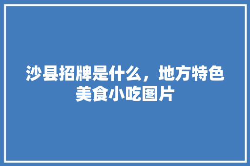 沙县招牌是什么，地方特色美食小吃图片 沙县招牌是什么，地方特色美食小吃图片 健康建议