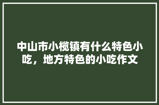中山市小榄镇有什么特色小吃，地方特色的小吃作文