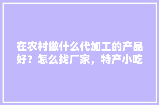 在农村做什么代加工的产品好？怎么找厂家，特产小吃店