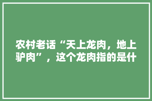 农村老话“天上龙肉，地上驴肉”，这个龙肉指的是什么，真有龙肉吗，各地方特色美食小吃 农村老话“天上龙肉，地上驴肉”，这个龙肉指的是什么，真有龙肉吗，各地方特色美食小吃 健康建议