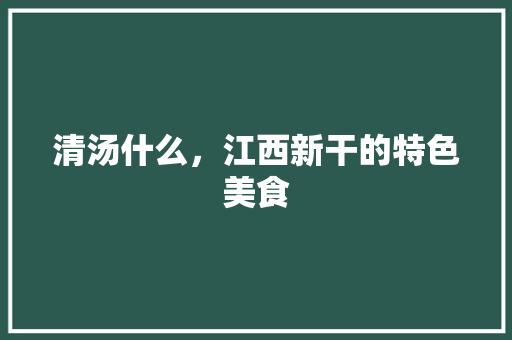 清汤什么，江西新干的特色美食 清汤什么，江西新干的特色美食 生活指南