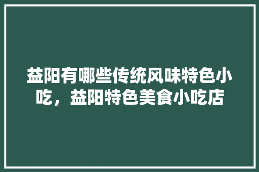 益阳有哪些传统风味特色小吃，益阳特色美食小吃店