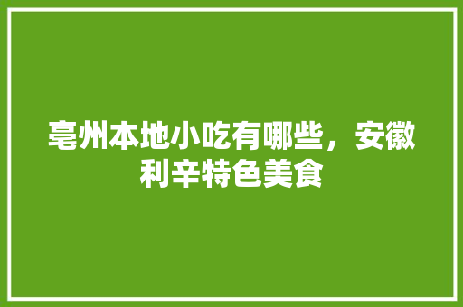 亳州本地小吃有哪些，安徽利辛特色美食 亳州本地小吃有哪些，安徽利辛特色美食 美食推荐