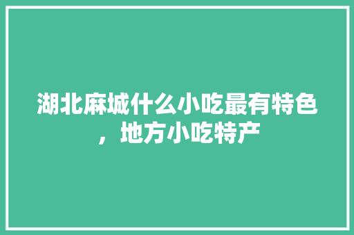 湖北麻城什么小吃最有特色，地方小吃特产