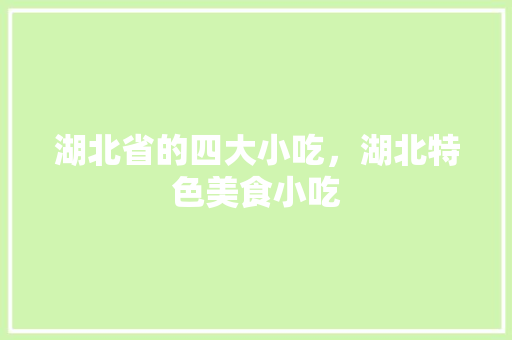湖北省的四大小吃，湖北特色美食小吃 湖北省的四大小吃，湖北特色美食小吃 家居窍门
