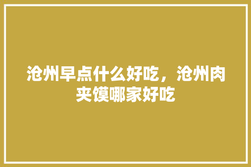 沧州早点什么好吃，沧州肉夹馍哪家好吃 沧州早点什么好吃，沧州肉夹馍哪家好吃 美食推荐