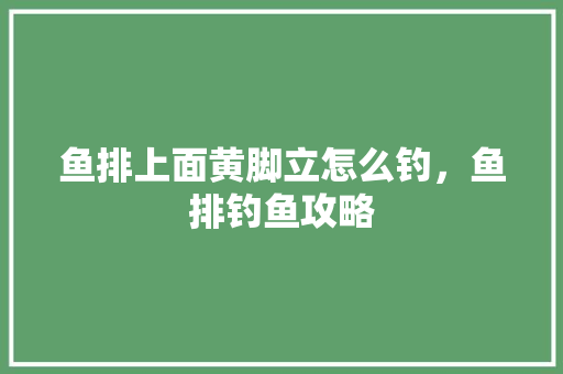 鱼排上面黄脚立怎么钓，鱼排钓鱼攻略 鱼排上面黄脚立怎么钓，鱼排钓鱼攻略 健康建议