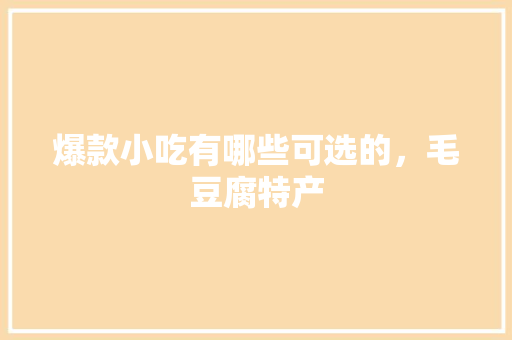 爆款小吃有哪些可选的，毛豆腐特产 爆款小吃有哪些可选的，毛豆腐特产 家居窍门
