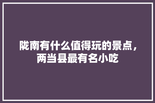陇南有什么值得玩的景点，两当县最有名小吃