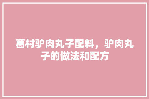葛村驴肉丸子配料，驴肉丸子的做法和配方 葛村驴肉丸子配料，驴肉丸子的做法和配方 美食推荐