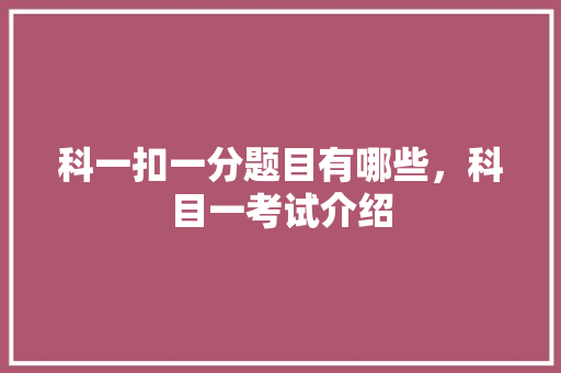 科一扣一分题目有哪些，科目一考试介绍 科一扣一分题目有哪些，科目一考试介绍 家居窍门