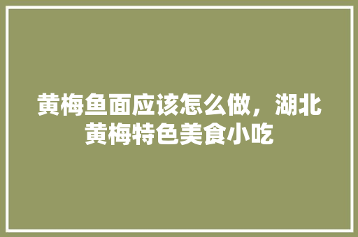黄梅鱼面应该怎么做，湖北黄梅特色美食小吃 黄梅鱼面应该怎么做，湖北黄梅特色美食小吃 美食推荐