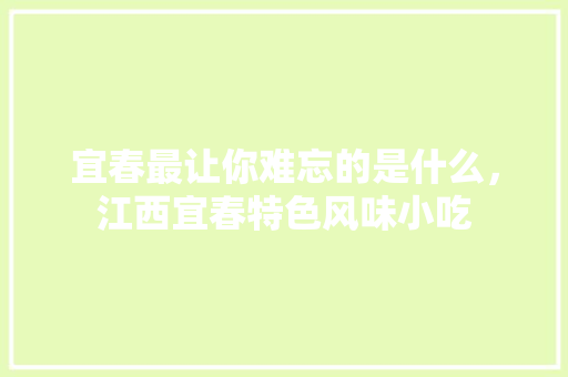 宜春最让你难忘的是什么，江西宜春特色风味小吃
