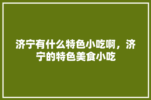 济宁有什么特色小吃啊，济宁的特色美食小吃 济宁有什么特色小吃啊，济宁的特色美食小吃 旅行资讯