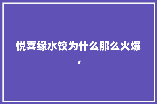 悦喜缘水饺为什么那么火爆，
