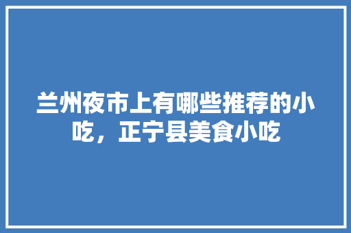兰州夜市上有哪些推荐的小吃，正宁县美食小吃 兰州夜市上有哪些推荐的小吃，正宁县美食小吃 美食推荐