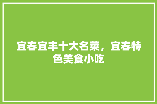宜春宜丰十大名菜，宜春特色美食小吃