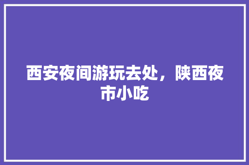 西安夜间游玩去处，陕西夜市小吃 西安夜间游玩去处，陕西夜市小吃 旅行资讯