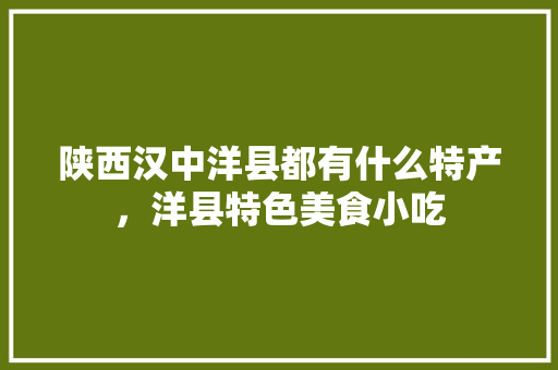 陕西汉中洋县都有什么特产，洋县特色美食小吃 陕西汉中洋县都有什么特产，洋县特色美食小吃 旅行资讯