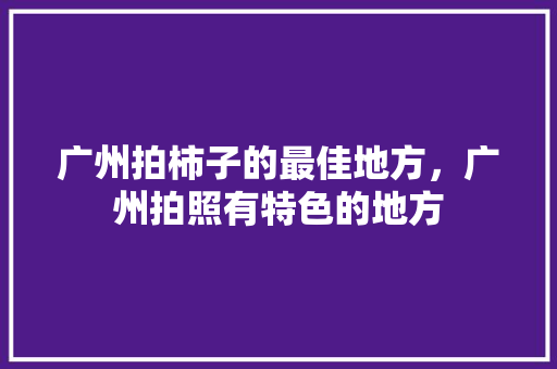 广州拍柿子的最佳地方，广州拍照有特色的地方 广州拍柿子的最佳地方，广州拍照有特色的地方 健康建议