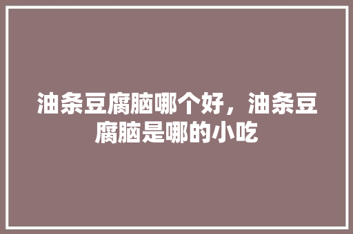 油条豆腐脑哪个好，油条豆腐脑是哪的小吃 油条豆腐脑哪个好，油条豆腐脑是哪的小吃 美食推荐