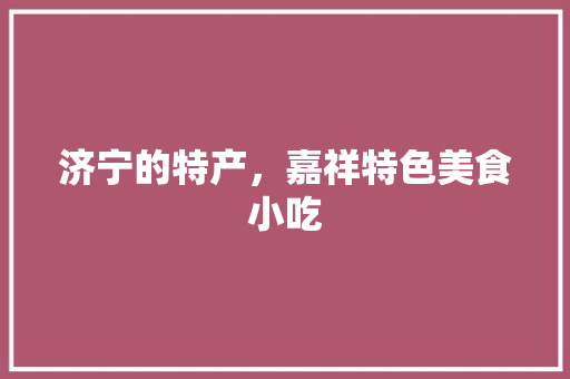 济宁的特产，嘉祥特色美食小吃 济宁的特产，嘉祥特色美食小吃 旅行资讯