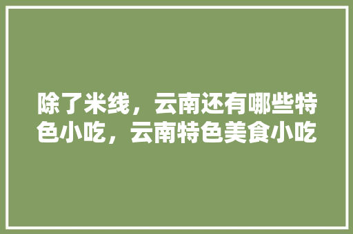 除了米线，云南还有哪些特色小吃，云南特色美食小吃大全 除了米线，云南还有哪些特色小吃，云南特色美食小吃大全 健康建议