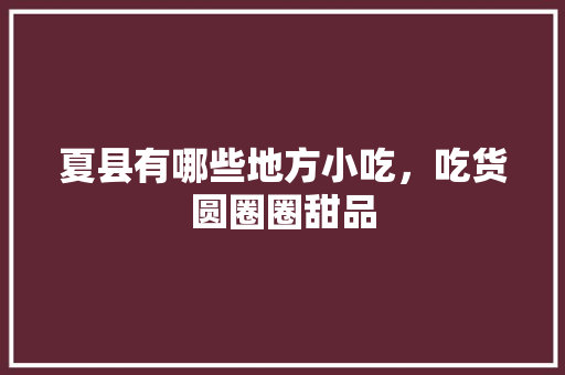 夏县有哪些地方小吃，吃货圆圈圈甜品 夏县有哪些地方小吃，吃货圆圈圈甜品 生活指南