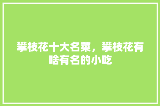 攀枝花十大名菜，攀枝花有啥有名的小吃
