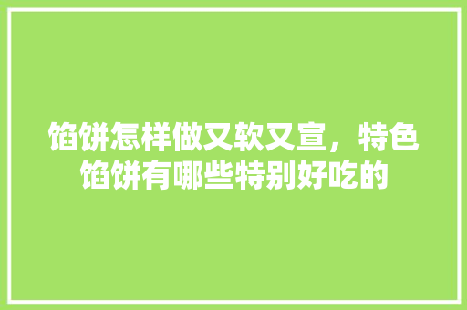 馅饼怎样做又软又宣，特色馅饼有哪些特别好吃的 馅饼怎样做又软又宣，特色馅饼有哪些特别好吃的 家居窍门