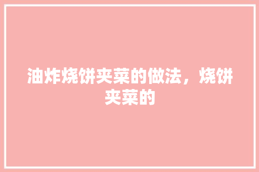 油炸烧饼夹菜的做法，烧饼夹菜的 油炸烧饼夹菜的做法，烧饼夹菜的 美食推荐
