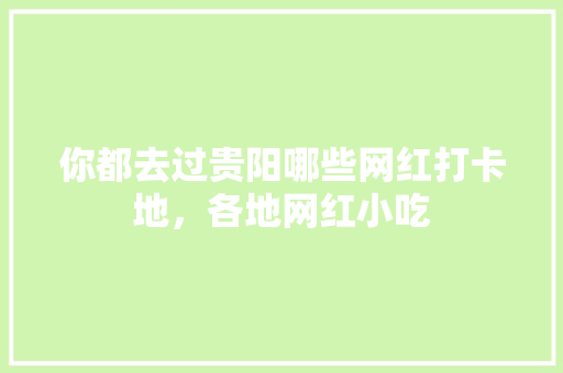 你都去过贵阳哪些网红打卡地，各地网红小吃 你都去过贵阳哪些网红打卡地，各地网红小吃 旅行资讯