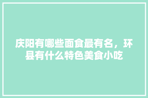 庆阳有哪些面食最有名，环县有什么特色美食小吃