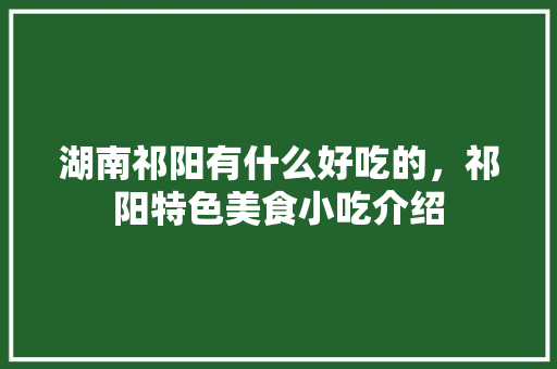 湖南祁阳有什么好吃的，祁阳特色美食小吃介绍 湖南祁阳有什么好吃的，祁阳特色美食小吃介绍 家居窍门