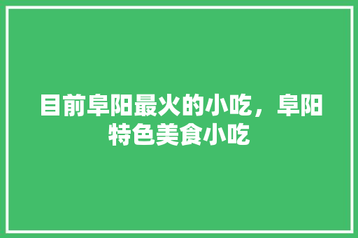目前阜阳最火的小吃，阜阳特色美食小吃 目前阜阳最火的小吃，阜阳特色美食小吃 家居窍门