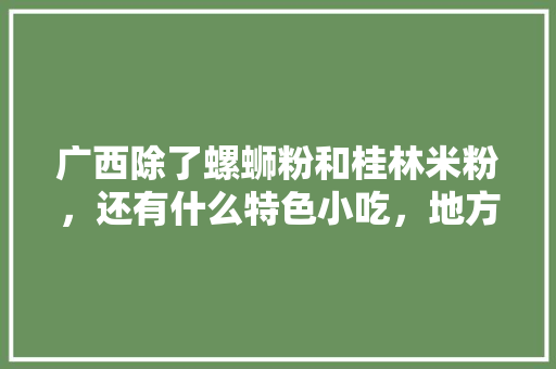 广西除了螺蛳粉和桂林米粉,还有什么特色小吃,地方小吃特产 旅行资讯 广西除了螺蛳粉和桂林米粉,还有什么特色小吃,地方小吃特产 广西除了螺蛳粉和桂林米粉,还有什么特色小吃,地方小吃特产 旅行资讯