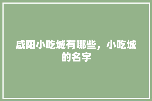 咸阳小吃城有哪些，小吃城的名字
