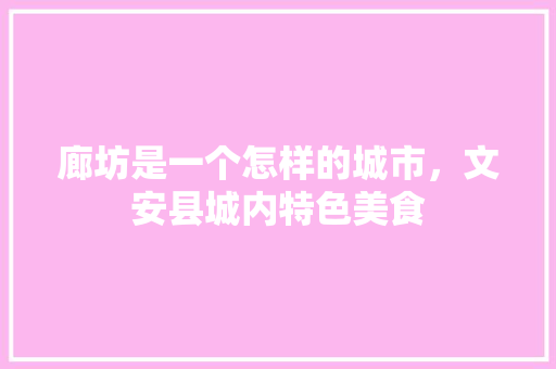 廊坊是一个怎样的城市，文安县城内特色美食 廊坊是一个怎样的城市，文安县城内特色美食 生活指南