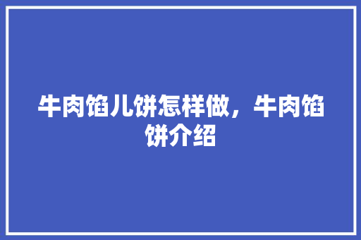 牛肉馅儿饼怎样做，牛肉馅饼介绍 牛肉馅儿饼怎样做，牛肉馅饼介绍 美食推荐