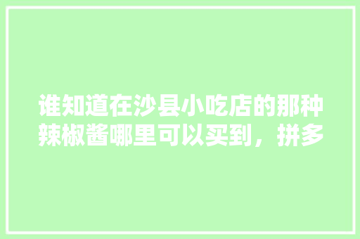 谁知道在沙县小吃店的那种辣椒酱哪里可以买到，拼多多 饺子