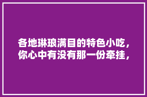 各地琳琅满目的特色小吃，你心中有没有那一份牵挂，一段回忆，地方小吃特产