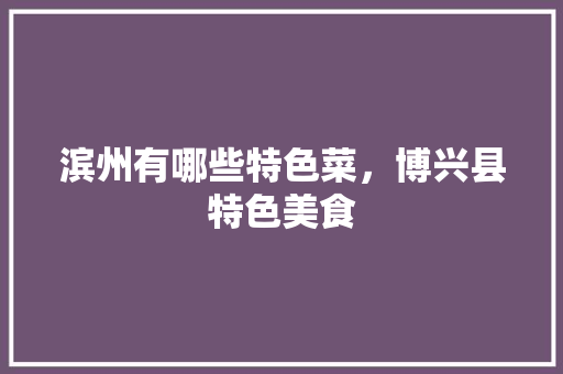 滨州有哪些特色菜，博兴县特色美食